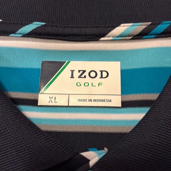 IZOD Blue Striped Golf Shirt Size XL - Picture 4 of 4
